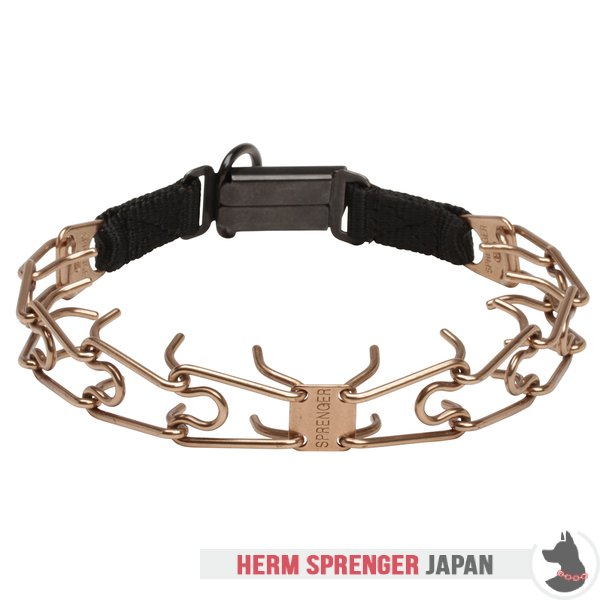 "Shiny Holder" クロガン・ピンチ・カラー 中心部プレートとクリックロックバックル付き - (3.2 mm x 52cm)