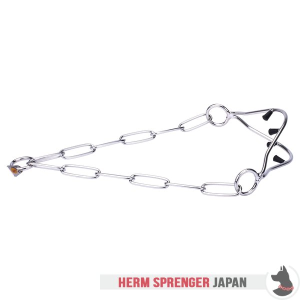 "Attention Concentrator" 金属製ドッグショー用チェーンカラー（ステンレス鋼）プラスチック・キャップのプロング付き　3.0 mm