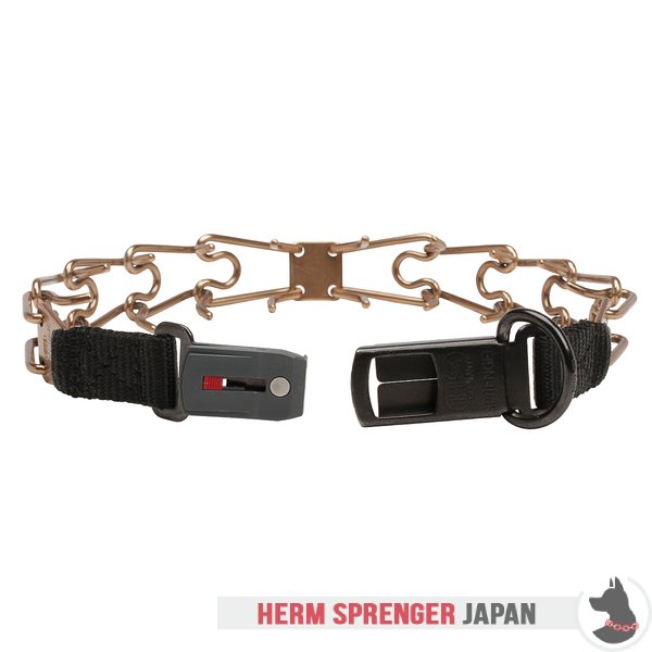 "Shiny Holder" クロガン・ピンチ・カラー 中心部プレートとクリックロックバックル付き - (3.2 mm x 52cm)