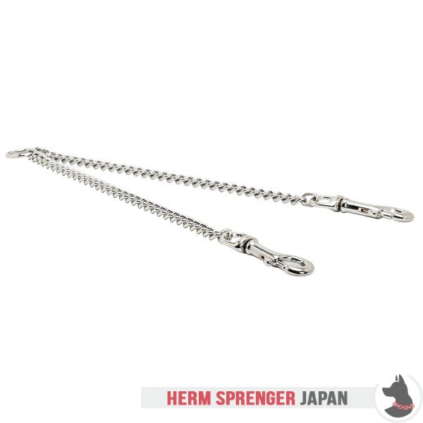 "Double Stroll" クロムメッキ鋼製カプラーリード　二頭の犬の散歩用(3.0 mm x 73.5cm)