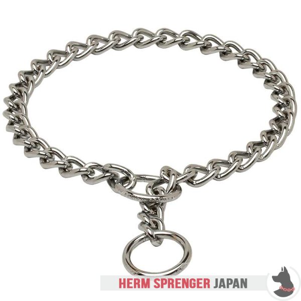クロームめっき鋼製チェーンカラー 3.5mm 犬の行動修正用