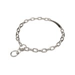 "Get Me Home" Chrome Plated Short Link Chain Collar with Round Chain and Name Plate - 3.0 mm