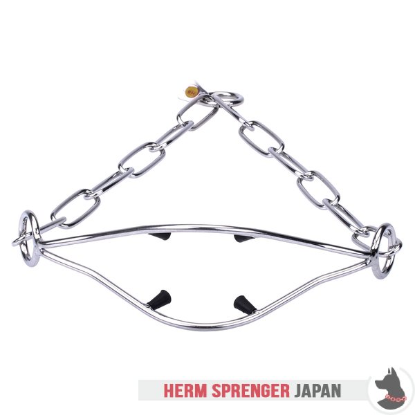 "Attention Concentrator" 金属製ドッグショー用チェーンカラー（ステンレス鋼）プラスチック・キャップのプロング付き　3.0 mm