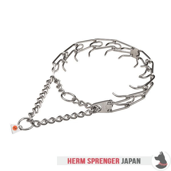 "Anti-Aggression" ステンレス鋼製ピンチカラー　中心部のプレートと組み立てチェーン4 mm x 63.5 cm