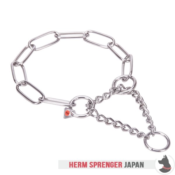 "Martingale Partner" ステンレススチール製ロングリンクののハーフチョークカラー　 締め付けの限定効果　- 4.0 mm