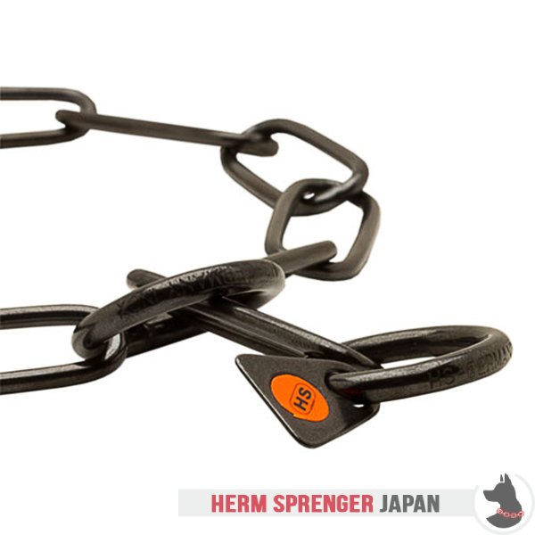 "Fur Fan" 黒染めステンレススチールのチェーン首輪　ロングリンク - 3.0 mm