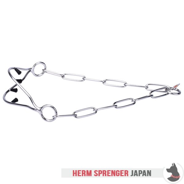 "Attention Concentrator" 金属製ドッグショー用チェーンカラー（ステンレス鋼）プラスチック・キャップのプロング付き　3.0 mm