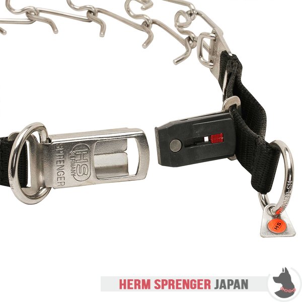 "Taming Loop" クリックロックバックルとナイロン製ループ付きステンレス鋼製犬用ピンチカラー　3.2 mm x 51 cm