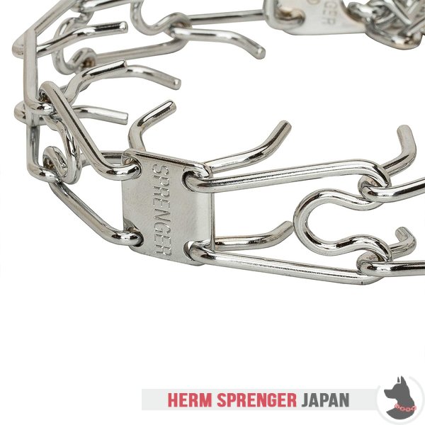 "Quit Pulling»というクロムメッキ鋼製ピンチカラー　回り継ぎ手付きクイッククイックリリースのスナップフック(3 mm x 54.8 cm)