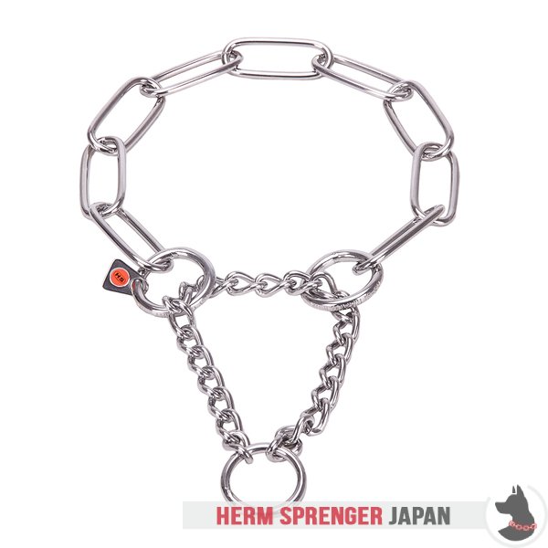 "Martingale Partner" ステンレススチール製ロングリンクののハーフチョークカラー　 締め付けの限定効果　- 4.0 mm