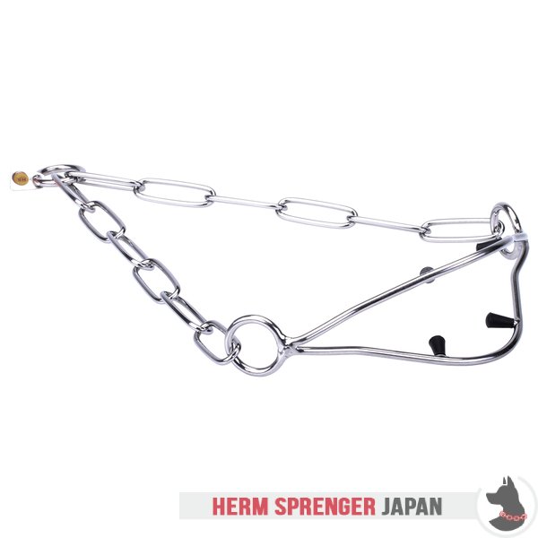 "Attention Concentrator" 金属製ドッグショー用チェーンカラー（ステンレス鋼）プラスチック・キャップのプロング付き　3.0 mm