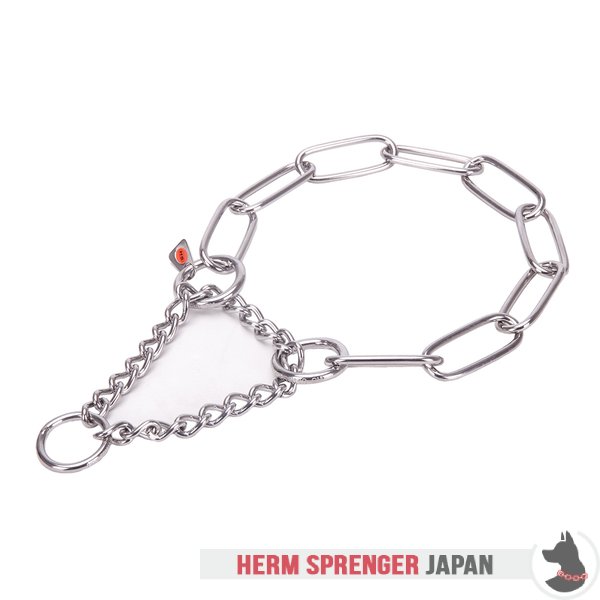 "Martingale Partner" ステンレススチール製ロングリンクののハーフチョークカラー　 締め付けの限定効果　- 4.0 mm