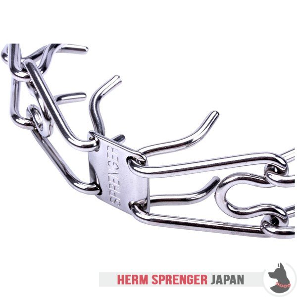 "Silver Hook" ステンレス鋼製犬用ピンチ首輪　回り継ぎ手とクイックリリーススナップフック付き　3.2 mm x 58.4 cm