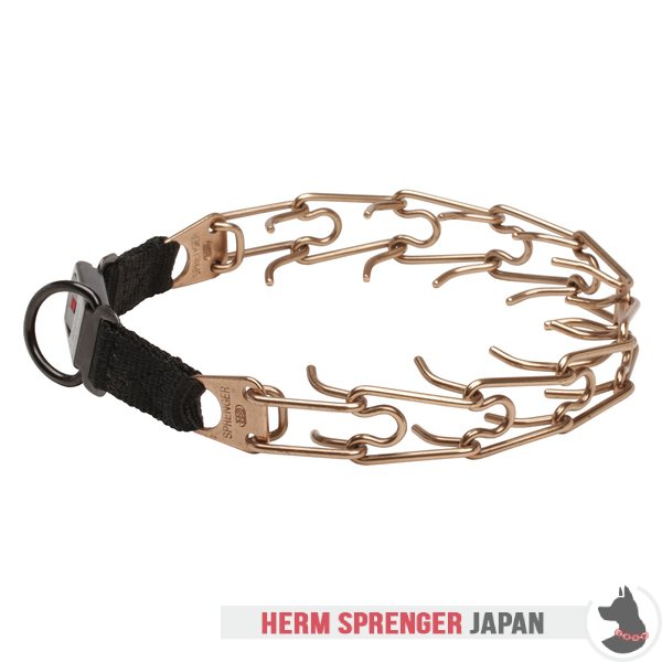 "Shiny Holder" クロガン・ピンチ・カラー 中心部プレートとクリックロックバックル付き - (3.2 mm x 52cm)