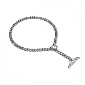 "Taming Force" Chrome Plated Short Link Chain Collar with Flat Chain and Toggle - 3.0 mm
