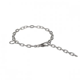 "Hook Time" Chrome Plated Medium Sized Link Chain Collar with Snap Hook - 3.0 mm