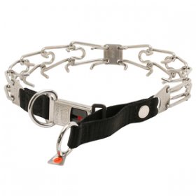 "Taming Loop" Stainless Steel Dog Pinch Collar with Click-Lock Buckle and Nylon Loop (3.2 mm x 20 inches)