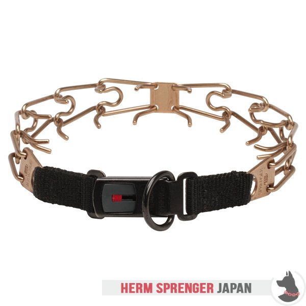 "Shiny Holder" クロガン・ピンチ・カラー 中心部プレートとクリックロックバックル付き - (3.2 mm x 52cm)