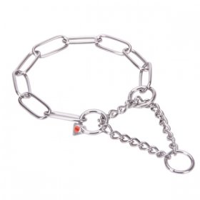 "Martingale Partner" Stainless Steel Long Link Chain Collar with Limited Traction Effect - (4.0 mm)