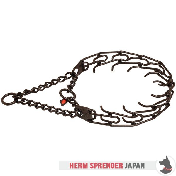 "Dark Delight"の黒いステンレススチール製ピンチカラー　中心部のプレートと組み立てチェーン　(3.2 mm x 58.4 cm)