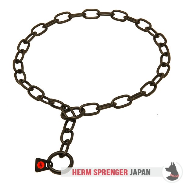 "True Protector" 黒染めステンレス・スチール製中型リンクのチェーン・カラー　- 3.0 mm