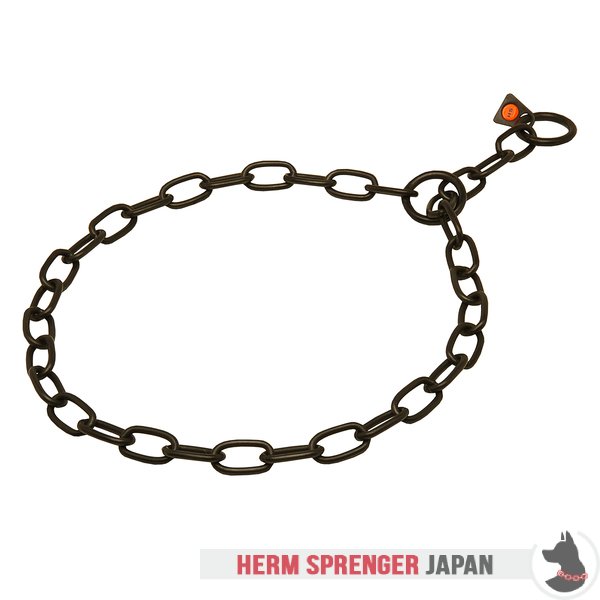 "True Protector" 黒染めステンレス・スチール製中型リンクのチェーン・カラー　- 3.0 mm