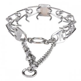 "Dodge the Drag" Chrome Plated Prong Collar with Swivel and Quick Release Snap Hook (3.2 mm x 23 inches)