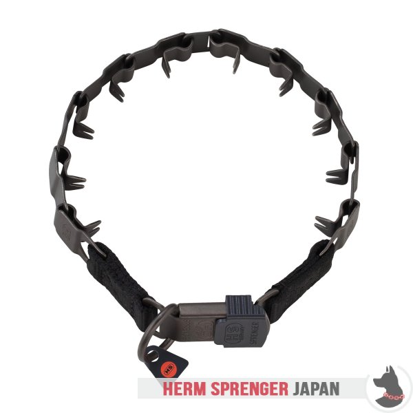 "Black Star" 黒染めステンレスのネックテック・スポーツの犬用首輪　60 cm