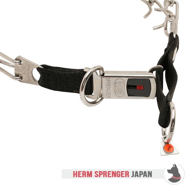 "Taming Loop" クリックロックバックルとナイロン製ループ付きステンレス鋼製犬用ピンチカラー　3.2 mm x 51 cm