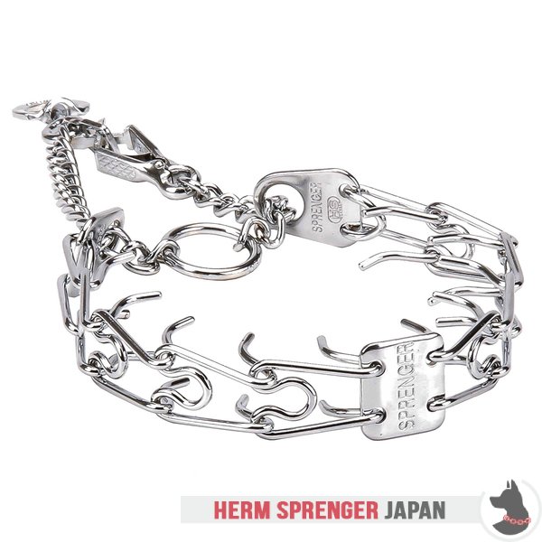 回り継ぎ手付きクイッククイックリリースのスナップフック付きクロムめっき鋼製プロングカラー　4 mm x 63.5 cm