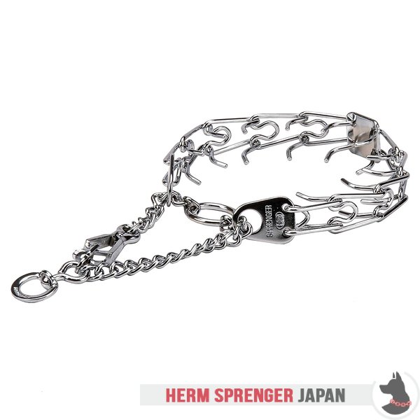 回り継ぎ手付きクイッククイックリリースのスナップフック付きクロムめっき鋼製プロングカラー　4 mm x 63.5 cm