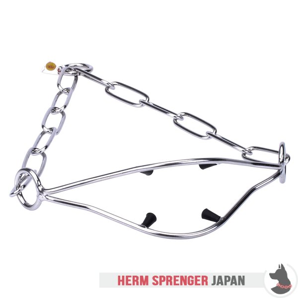 "Attention Concentrator" 金属製ドッグショー用チェーンカラー（ステンレス鋼）プラスチック・キャップのプロング付き　3.0 mm