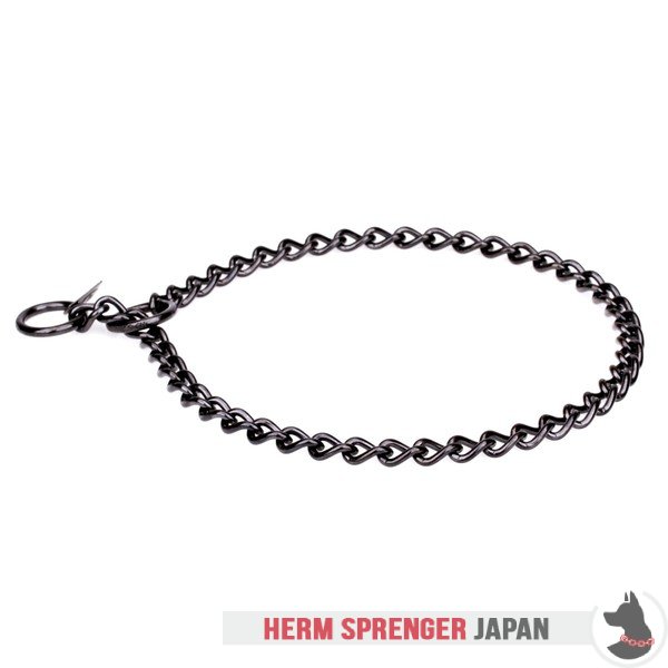 "Elegant Correction" 黒染めステンレス・スチール製ショートリンクのチェーン首輪　丸型チェーン　- 3.0 mm