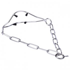 "Attention Concentrator" 金属製ドッグショー用チェーンカラー（ステンレス鋼）プラスチック・キャップのプロング付き　3.0 mm