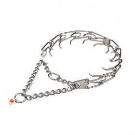 "Strict Trainer" Stainless Steel Pinch Collar with Center-Plate and Assembly Chain (3.2 mm x 23 inches)