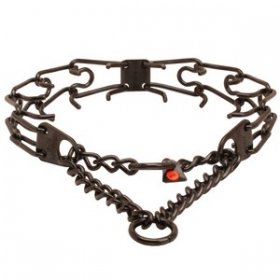 "Dark Delight" Black Stainless Steel Collar with Center-Plate and Assembly Chain (3.2 mm x 23 inches)