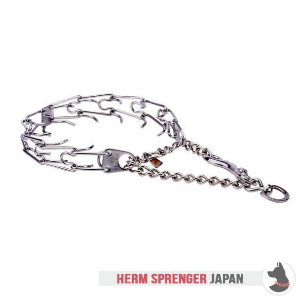 "Silver Hook" ステンレス鋼製犬用ピンチ首輪　回り継ぎ手とクイックリリーススナップフック付き　3.2 mm x 58.4 cm