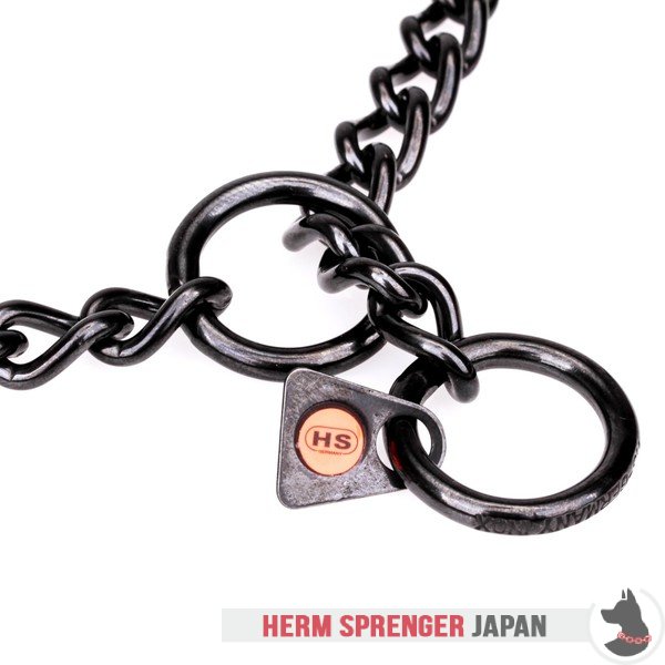 "Elegant Correction" 黒染めステンレス・スチール製ショートリンクのチェーン首輪　丸型チェーン　- 3.0 mm