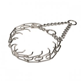 "Captain Calm" Chrome Plated Pinch Collar with Center-Plate and Assembly Chain (3.2 mm x 23 inches)