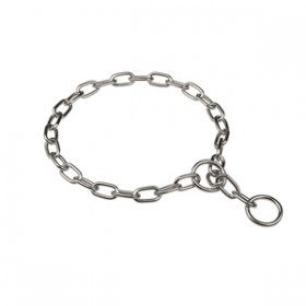 "Keeper of the Fur" Chrome Plated Medium Sized Link Chain Collar with Fur Saving Links - 3.4 mm