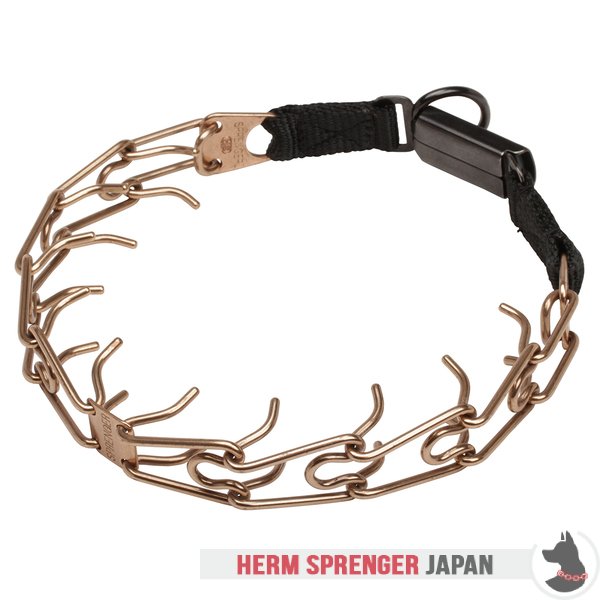 "Shiny Holder" クロガン・ピンチ・カラー 中心部プレートとクリックロックバックル付き - (3.2 mm x 52cm)