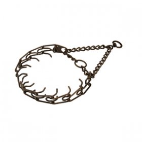 "Professor Brown" Browned Steel Pinch Collar with Center-Plate, Swivel and Assembly Chain (3 mm x 21 ⅗ inches)