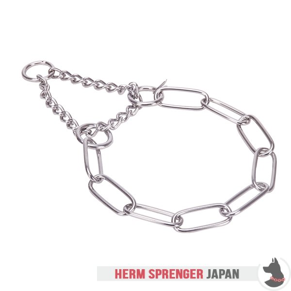 "Martingale Partner" ステンレススチール製ロングリンクののハーフチョークカラー　 締め付けの限定効果　- 4.0 mm