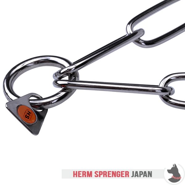 "Attention Concentrator" 金属製ドッグショー用チェーンカラー（ステンレス鋼）プラスチック・キャップのプロング付き　3.0 mm