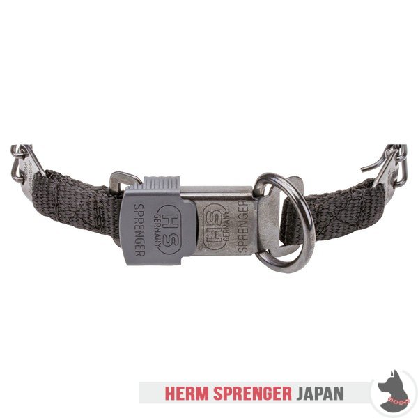 "Good Doggy Kit" 黒いステンレス鋼製ピンチカラー　クリック・ロック・バックルとナイロン製ループ付き 2.25 mm x 40.6 cm