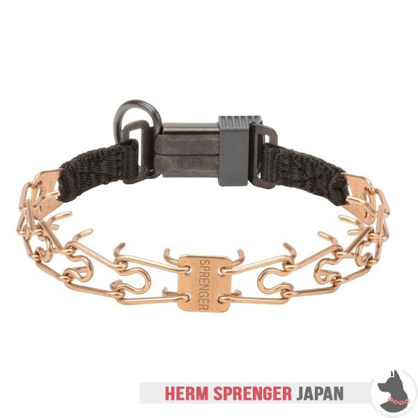 "Comfy Wear" クロガンの犬用ピンチ首輪　中心部プレートとクリック・ロック・バックル付き (2.25 mm x 40.6 cm)