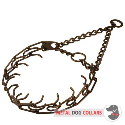 Pinch dog collar made of sttel and antique cppper